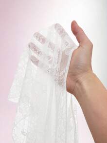 Amplova Women's Glittery Sheer Asymmetric Shoulder Loose Fit Asymmetrical Hem Blouse, Party Wear - White - View 8