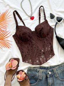 Blusa sin mangas para mujer para ocasiones casuales como vacaciones, boda en la playa, graduación, brunch, Día de San Patricio, Spring Break, Pascua, festivales de música, estilo bohe - Café integral - Ver 10