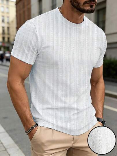 Manfinity CasualCool Men's Solid Color Round Neck Casual Loose T-Shirt,Daily Leisure, Weekend Trips, Outdoor Activities, Travel Expeditions, Relaxed Work Environments Or Semi-Formal Occasions, Boyfriend/Husband Gift, Anniversary /Birthday Gift Party Summer Vacation Holiday New Years Wedding Valentine's Day