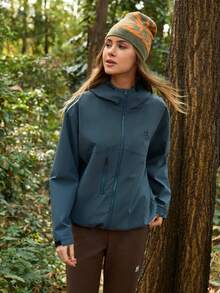 Exploreva Women's Long Sleeve Zip-Up Hooded Casual Jacket - Dusty Blue - View 1