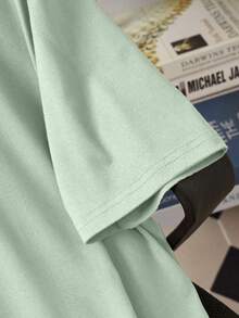 Manfinity RSRT Men's Classic Coconut Tree Graphic Round Neck Short Sleeve T-Shirt, Summer Vacation Style Short Sleeve Top - Green - View 4