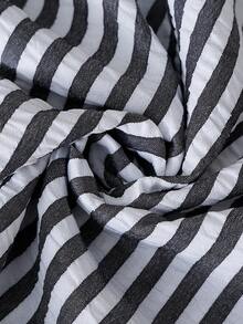 Resyla Camisa con capucha holgada con cordón de rayas azules y blancas para mujer, nueva para primavera/otoño - Blanco y Negro - Ver 6