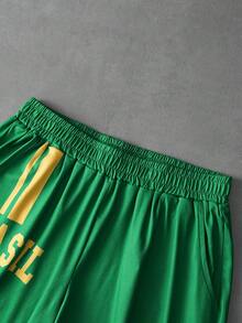 Manfinity Campus Court Conjunto de camiseta y pantalones cortos de verano casual y deportivo para hombres con estampado de letras en contraste de color, regalo para salida de fútbol y vacaciones, conjunto de jersey, chaleco y pantalones cortos en color amarillo y verde de Brasil, de primavera a verano, verano, vacaciones, vintage, salir, fiesta, festival, regalo para mi novio, ropa urbana, entrenamiento - Multicolor - Ver 8