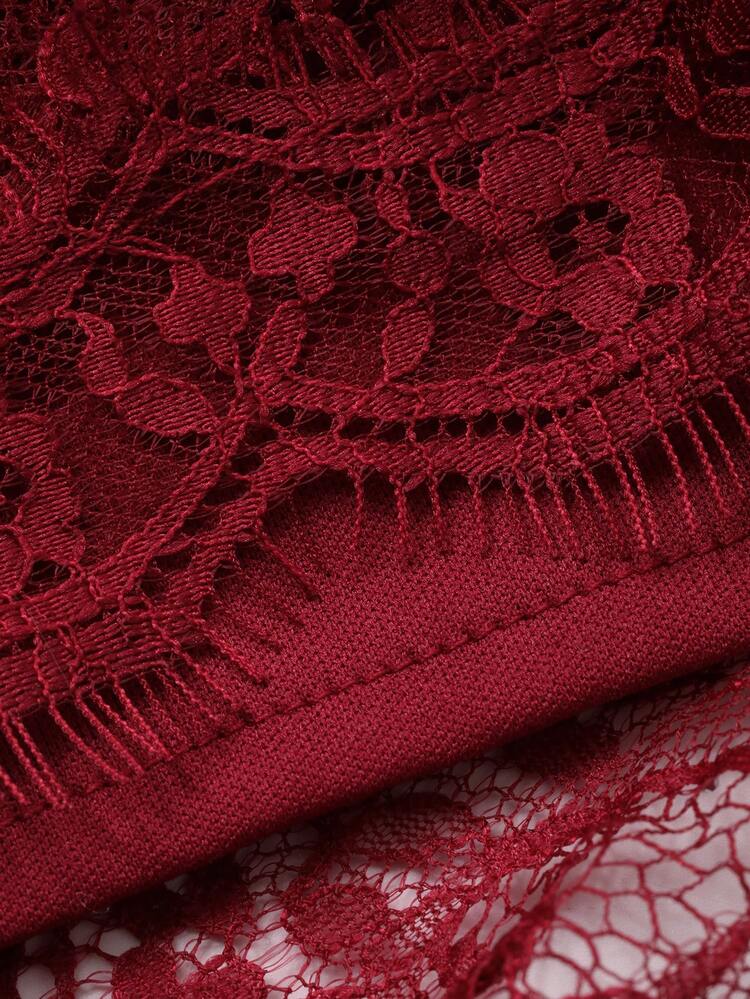 Spring & Summer Red Sequin Lace Dress, Asymmetric Neck Splice, Suitable For Valentine's Day, Wedding, Party, Banquet, Fashion Event, Elegant Office Wear, Waist-Cinching Bodycon Mermaid Hem Long Sleeve Midi Dress For Women