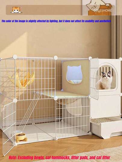 Cat Cage With Toilet, Drawer Style Cat Litter Box, Integrated Large Space, One Bedroom, One Living Room, One Bathroom, Household Simple Cat Cabinet, Cat Villa