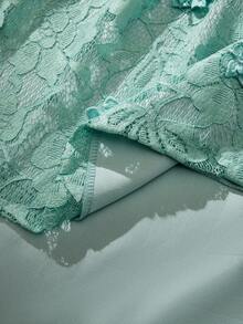 SHEIN Elegant Lace Dress For Tween GirlsSleeveless Summer Party Dress - Green - View 5