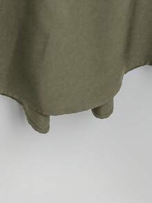 SHEIN Tall CURVE 大码女式法式休闲夏季V领短袖连衣裙橄榄绿束腰连衣裙女式橄榄绿立领束腰连衣裙女式休闲束腰连衣裙 - 橄欖綠 - 查看 4