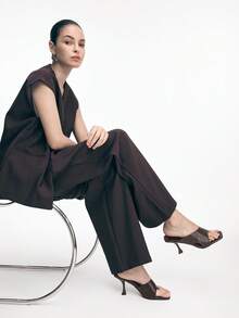Mnmlis 2026春夏女鞋简约方头猫跟法式浅棕色凉鞋通勤约会轻便商务夏季鞋 - 棕色 - 查看 2