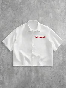 HIMLAND Men's Street Fashion Embroidered Short Sleeve Shirt - White - View 2