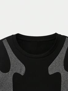 Manfinity BRENVOR Men's Two Pieces Set Black Summer Streetwear City Break Graphic Colorblock Short Sleeve T-Shirt And Hip Hop Shorts Casual Round Neck 2 Pieces Sets - Black - View 5