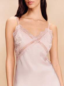 lacRébo Pale Pink Satin Maxi Dress With Lace Details Elegant Dress Evening Dress Pink Satin Dress Spring Summer French Style Parisian Style Business Casual - Baby Pink - View 6