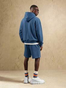 SUMWON Essential Drop Crotch Relaxed Fit Casual Sweat Shorts With Drawstring Waistband For Comfortable Everyday Wear - Teal Blue - View 5