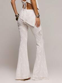 MUSERA Paisley Print Skirt Overlay Panel Flared Trousers Spring Summer Sexy Date Night Club Festival Holiday Night Out Vacation Soul Ties - White - View 4