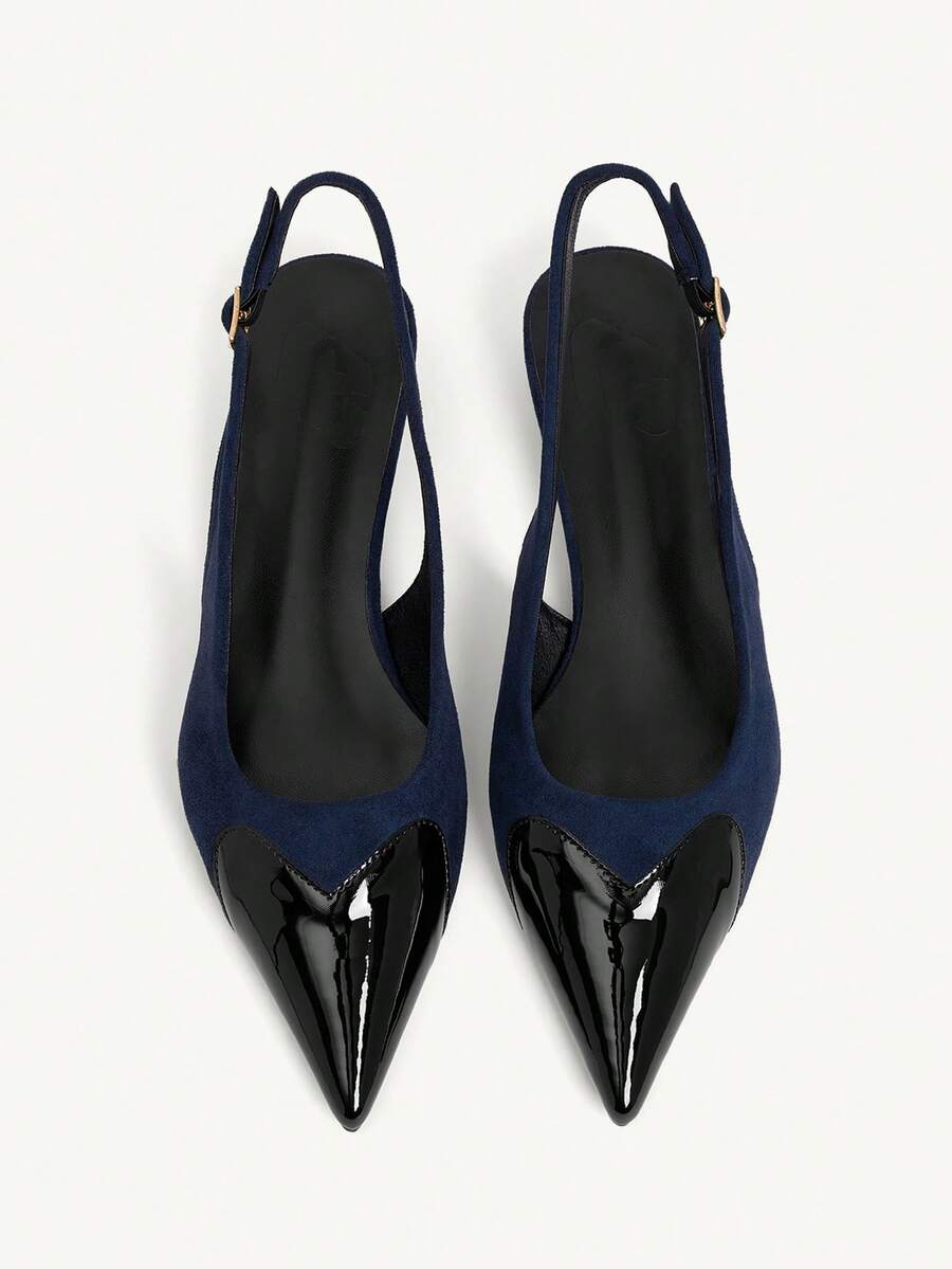 CUCCOO CHICEST Women Fashion Love Valentine's Day Elegant Commuter Contrast Pointed Flats - Màu xanh đậm - Xem 1