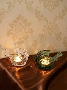 Cirelle Chân nến hình chim phong cách Art Deco – Chân nến bằng thủy tinh pha lê trong suốt được đánh bóng, thích hợp làm quà tặng cho đám cưới, tiệc tùng, ngày lễ và trang trí bàn ăn sang trọng trong nhà. - Nhiều màu - Xem 5