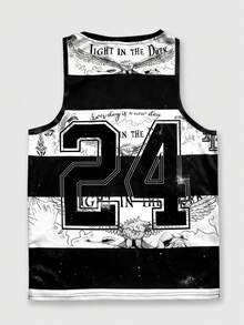 ROMWE MEN 2026 Spring/Autumn/Summer Men's Fashion Casual Digital Print Sleeveless Top, Street Style Tank Top - Multicolor - View 2