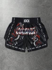 Street Life Pantalones cortos de boxeo con estampado de moda callejera para hombres - Negro - Ver 3