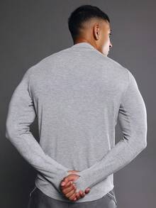 SUMWON 男士长袖修身T恤 圆领 运动灰 休闲修身打底衫 - 灰色 - 查看 2