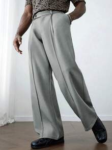HUEFORM Men's Old Money Grey Loose Relaxed Fit Wide Leg Casual Pants,Wrinkle-Resistant Fabrics Quickly Regain Their Smoothness After Wearing Or Washing, Reducing The Need For Manual Ironing. Suitable For Outing Scenes For Men - Light Grey - View 6