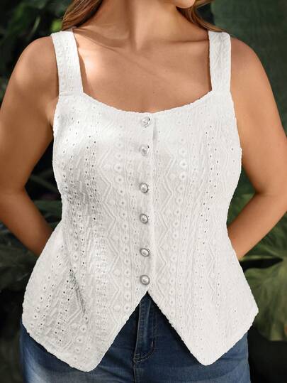 GlowEve CURVE Plus Size Elegant Casual Palace-Style Cutout Delicate Fabric Women Camisole