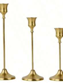 3 / 6 / 12 / 30 PCS Golden Vintage Elegant Wedding Candle Holders Cone Shape Table Centerpiece Decor European Romantic Celebration Home Room Anniversary Decoration - Multicolor - View 22