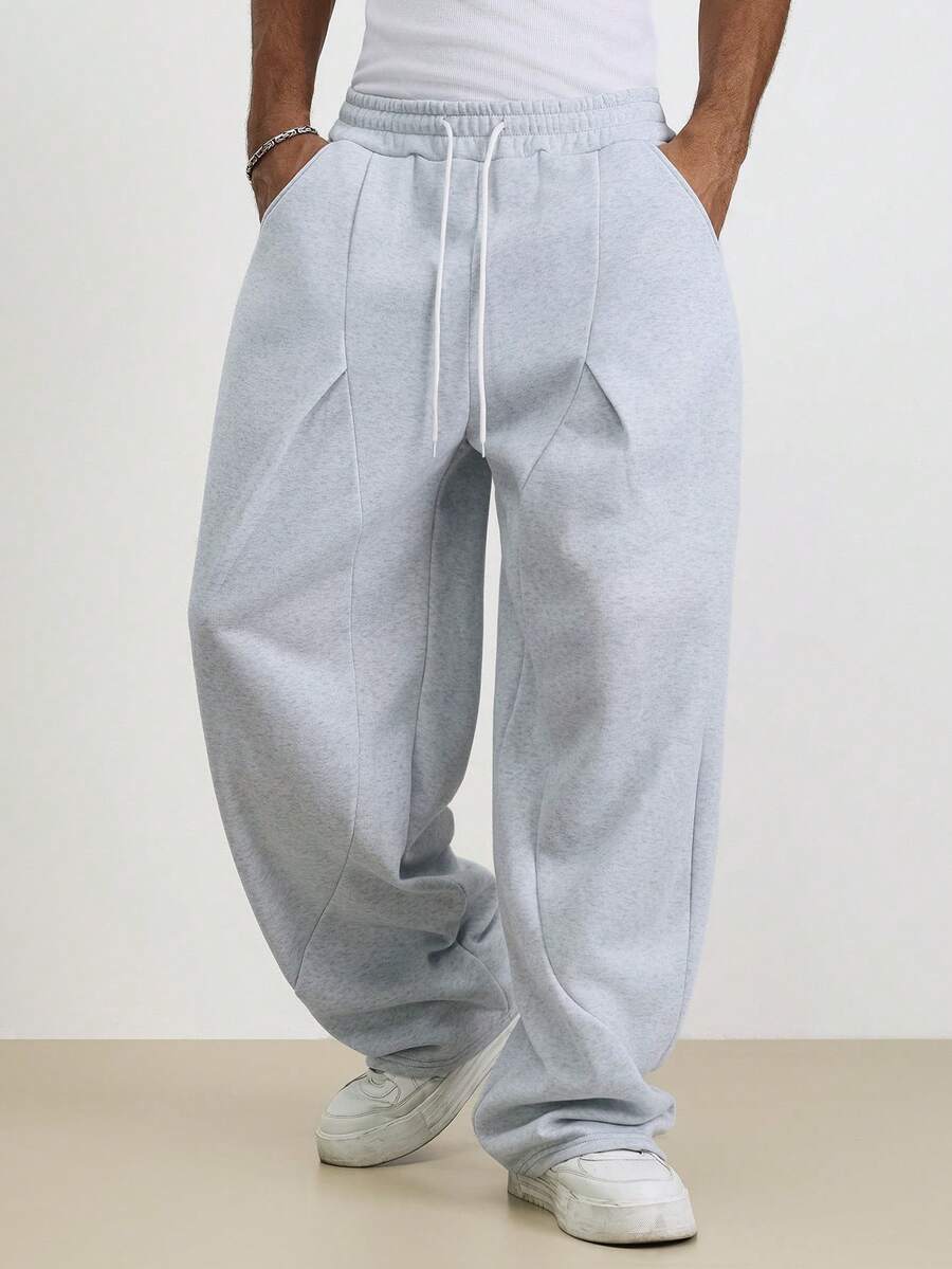 TOKVUE 男士休闲抽绳腰宽松运动裤 - 淺灰色 - 查看 1