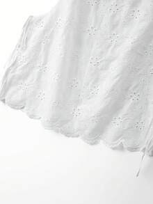 GlowEve CURVE Plus Size Women Hollow Out Embroidery Vest And Pants 2 Pieces Set, Suitable For Daily Commute - White - View 5