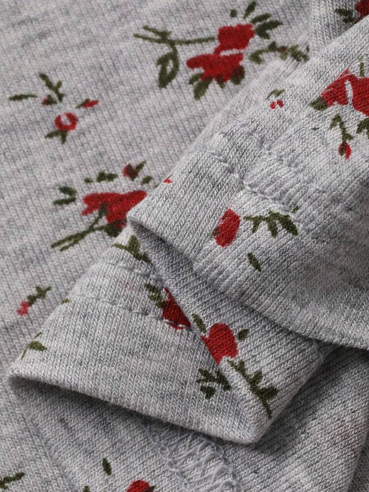 Spring/Summer Floral Ruffle Collar Contrast Trim Fitted Short Women Pajama Jumpsuit