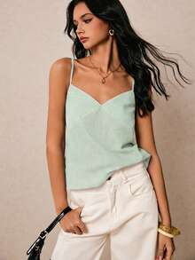 Poéselle Women's Casual Striped Loose Camisole For Summer - Green - View 7