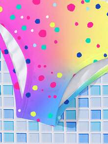 SHEIN 渐变印花，海滩度假风，少女休闲简约修身吊带背心和三角比基尼泳衣套装，适合夏季休闲度假，#椰子女孩 - 彩色 - 查看 7