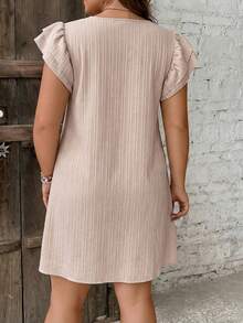 SHEIN Frenchy Gaun Modis Warna Polos Ukuran Besar, Cocok untuk Musim Panas, Gaun Santai untuk Wanita - Khaki - View 2