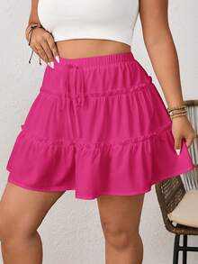 SHEIN Essnce Váy quần hai lớp chống hở hang dành cho phụ nữ cỡ lớn - Hồng - Xem 3