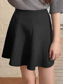 DAZY Tween Girls' Solid Color High Waist Casual Versatile Skirt - Black - View 6