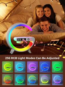 Teckwe 三合一 G 型 LED 无线音箱、充电器、定时闹钟、充电支架、床头灯、LED 音乐灯、桌面音箱 - 彩色 - 查看 2