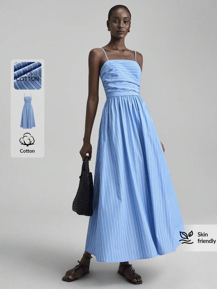 2026SS Spring/Summer Women's Long Casual Solid Color Sleeveless Dress, Loose Fit Woven Fabric Graduation Dress, Elegant Flowing Dress For Party, Ceremony, Holiday, Beach