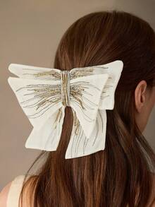 MOTF PREMIUM WHITE HANDMADE BEADED BOW HAIRPIN - White - View 4