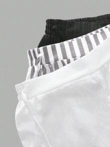 SHEIN Essnce Pantalones anchos de cintura elástica versátiles, cómodos y sueltos para mujer de talla grande, en múltiples colores, paquete de 3, fondo de mujer, atuendos de otoño, pantalones negros y blancos y pantalones a rayas - Multicolor - Ver 9