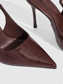 CUCCOO SZL 女士优雅尖头高跟一脚蹬圣诞鞋 - 竹葉青棕色 - 查看 6