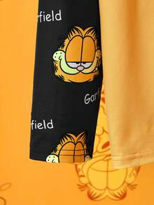 GARFIELD | SHEIN Bộ đồ mặc nhà 2 mảnh dành cho bé trai tuổi teen, in hình hoạt hình, phối màu vàng tương phản, gồm áo thun dài tay và quần dài in họa tiết toàn thân. - Màu vàng - Xem 7