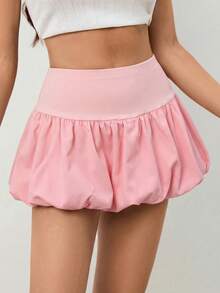 SHEIN Tall Chân váy ngắn xếp ly cạp cao màu trơn dành cho nữ - Bụi hồng - Xem 5