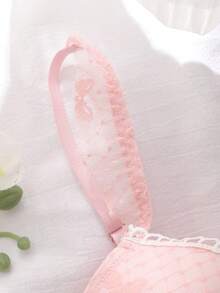 FairyFlirt Soutien-gorge à armatures avec décoration de dentelle contrastée, romantique pour femmes - Rose bonbon - Voir 3