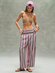 Bohemela Women's Casual Woven Striped Pants - Multicolor - View 8