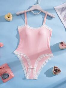 Eraneu Women's Lace Jumpsuit Camisole - Pink - View 3