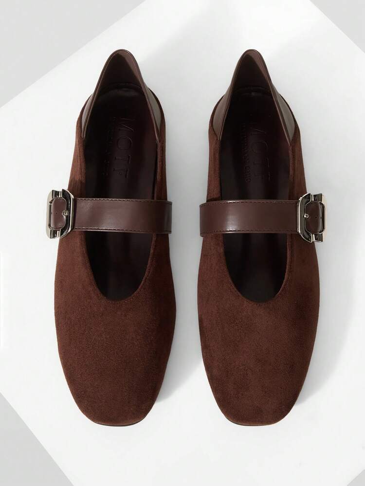 WOMEN SQUARE TOE BUCKLE STRAP FLATS VALENTINE'S DAY