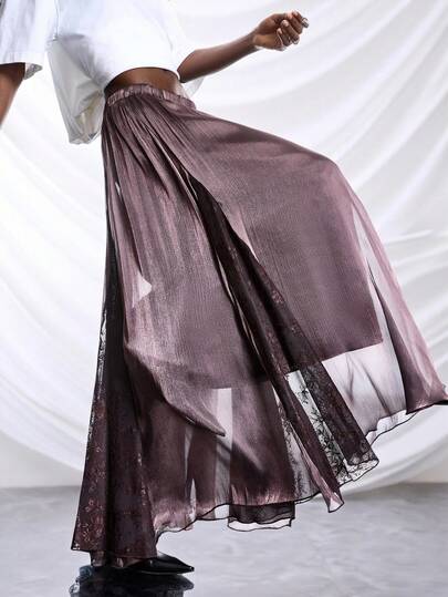 LYSMO 2026 New Arrive Minimalism Spring/Summer Women's Elastic Waist Contrast Lace Elegant A-Line TOP/ Summer Outfits/ Summer Tops /Spring Outfit Women /Spring/ Spring Break Outfits /Valentine's Day/Valentine Outfits For Women / Valentine Clothes/Birthday Outfits For Women /Birthday /Going Out Top/Going Out Tops For Women /Oing Out Tops /Elegant Women's Blouses /Elegant Blouses For Ladies / Elegant Dress Women/Casual Blouses For Women/Vacation Outfits Women /Vacation/Summer Holiday Outfits / Holiday Outfits For Women /Vacation Outfits For Women/ Y2k /\Y2k Clothes / Y2k Women/2000s Style /Y2K Top/ Brown Top/Brown