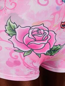 Amplova Women's Printed Bodycon Jumpsuit, Suitable For Music Festival Outfit; Women's Cross Print Slim Fit Scoop Neck Sleeveless Mini Dress, Summer - Pink - View 5