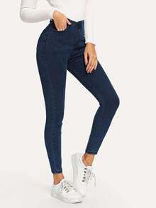 Flexra Jeans ajustados sencillos - Azul Marino - Ver 1