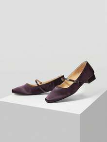 MOTF PREMIUM SEPATU FLAT WANITA HAK KOTAK YANG NYAMAN DAN SERBAGUNA - Purple - View 10