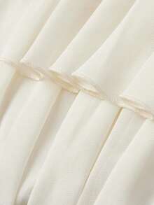 SHEIN MOD 女士优雅收腰露背杏色层叠荷叶边连衣裙，夏季 - 杏色 - 查看 7