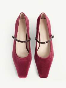 CUCCOO CHICEST 圣诞节女士复古方头缎面套脚高跟鞋 - 玫瑰紅 - 查看 10